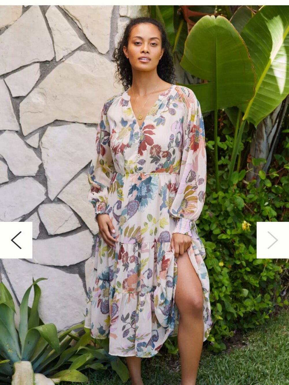 Sarah Hann Anthropologie Floral Tiered Midi Dress Boho Cottagecore - Size Small
